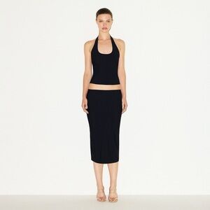 SKIMS Cling Matte Midi Skirt Obsidian